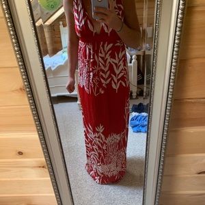 Tibi Red and White Hawaiian/African print Dress